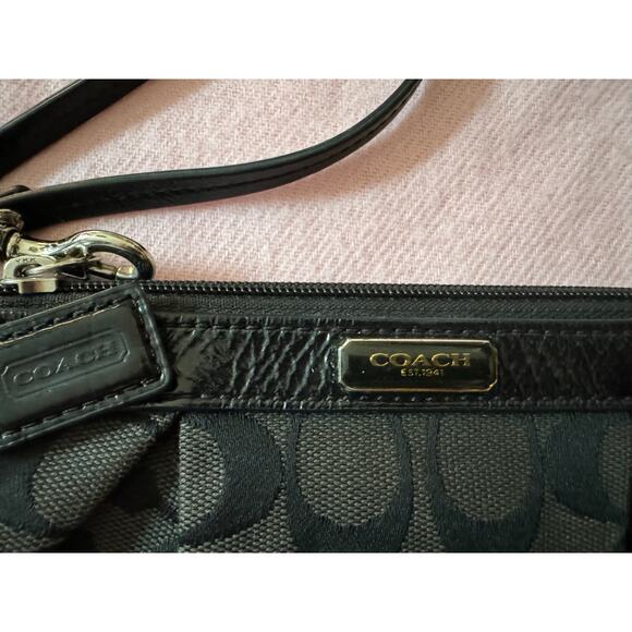 Coach Black Logo Wristlet - Picture 3 of 5
